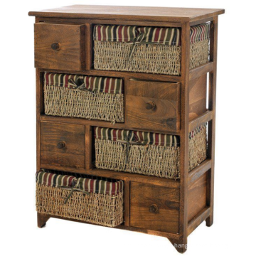 WICKER CHEST DRAWER BASKET MAIZE BEDSIDE CABINET RETRO STORAGE UNIT CUPBOARD